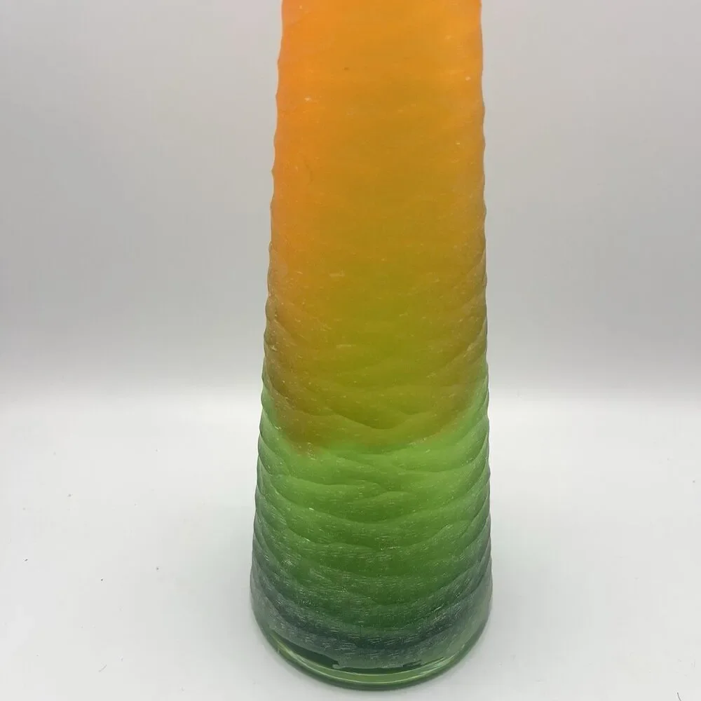 Glass Vase Green And Orange 15”